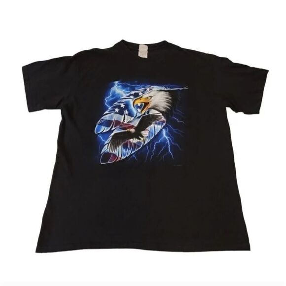 Vintage Y2K Uncle Jerry's T's American Eagle Feather Lightning Bolt Tshirt - Picture 8 of 8